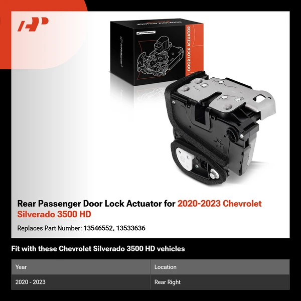 Rear Passenger Door Lock Actuator for 2020-2023 Chevrolet Silverado 3500 HD