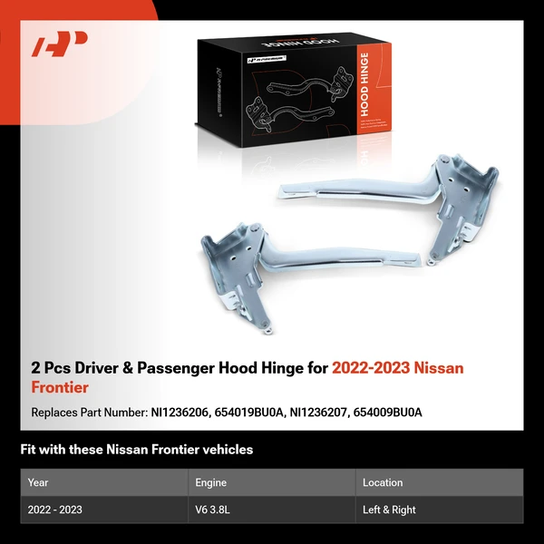 2 Pcs Driver & Passenger Hood Hinge for 2022-2023 Nissan Frontier