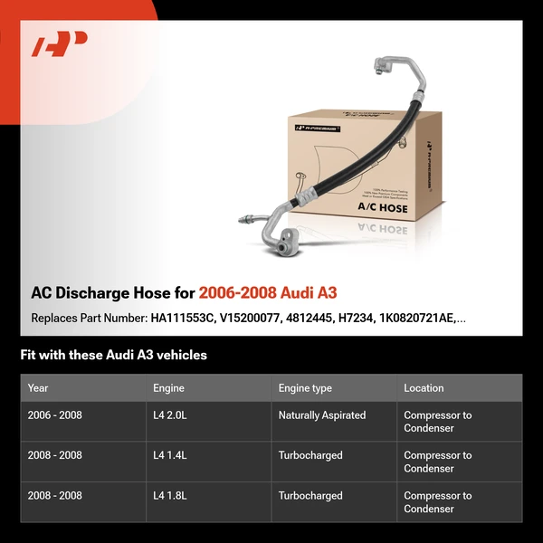 AC Discharge Hose for 2006-2008 Audi A3