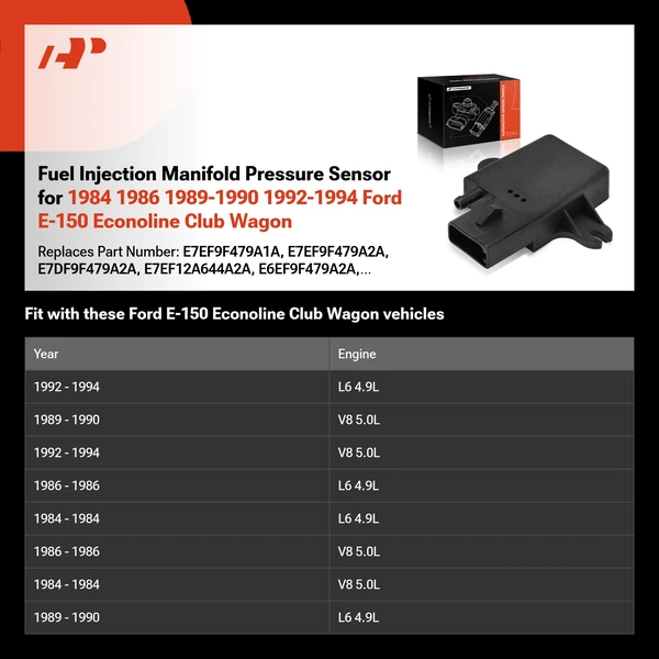 Fuel Injection Manifold Pressure Sensor for 1984 1986 1989-1990 1992-1994 Ford E-150 Econoline Club Wagon