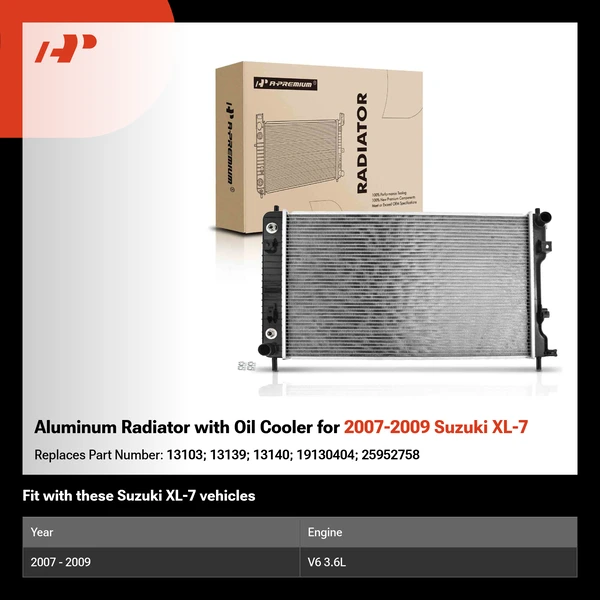 Aluminum Radiator with Oil Cooler for 2007-2009 Suzuki XL-7