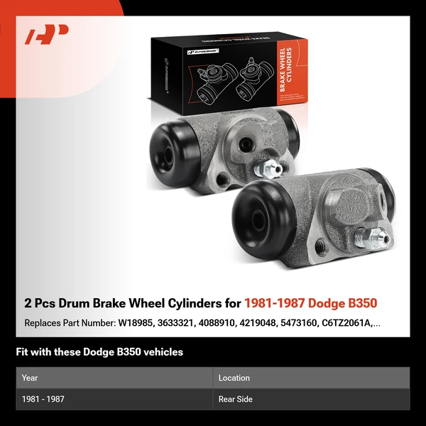 2 Pcs Drum Brake Wheel Cylinders for 1981-1987 Dodge B350