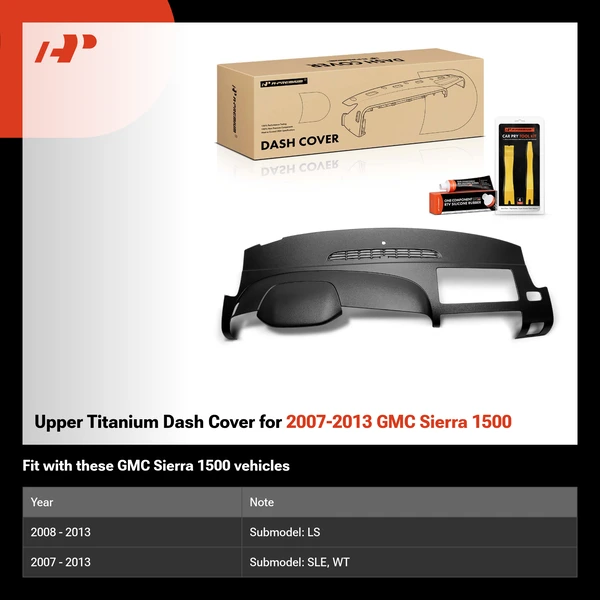 Upper Titanium Dash Cover for 2007-2013 GMC Sierra 1500