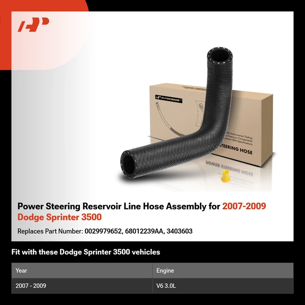 Power Steering Reservoir Line Hose Assembly for 2007-2009 Dodge Sprinter 3500
