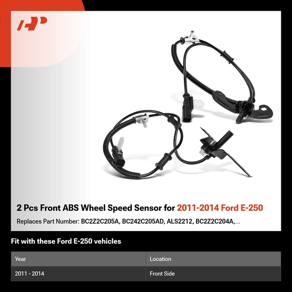 2 Pcs Front ABS Wheel Speed Sensor for 2011-2014 Ford E-250