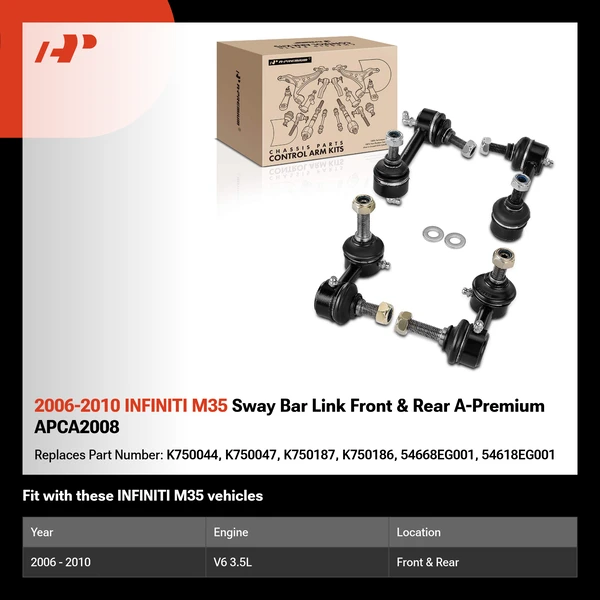 2006-2010 INFINITI M35 Sway Bar Link Front & Rear A-Premium APCA2008