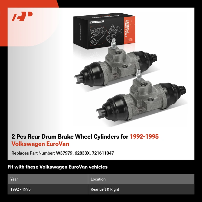 2 Pcs Rear Drum Brake Wheel Cylinders for 1992-1995 Volkswagen EuroVan