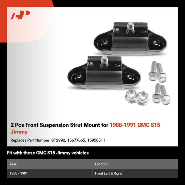2 Pcs Front Suspension Strut Mount for 1988-1991 GMC S15 Jimmy