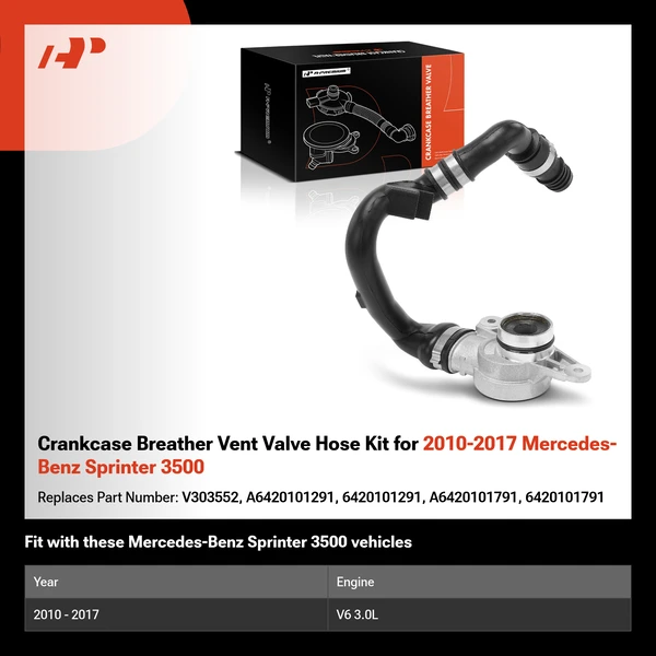 Crankcase Breather Vent Valve Hose Kit for 2010-2017 Mercedes-Benz Sprinter 3500
