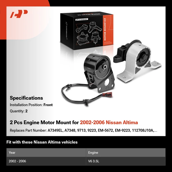 2 Pcs Engine Motor Mount for 2002-2006 Nissan Altima