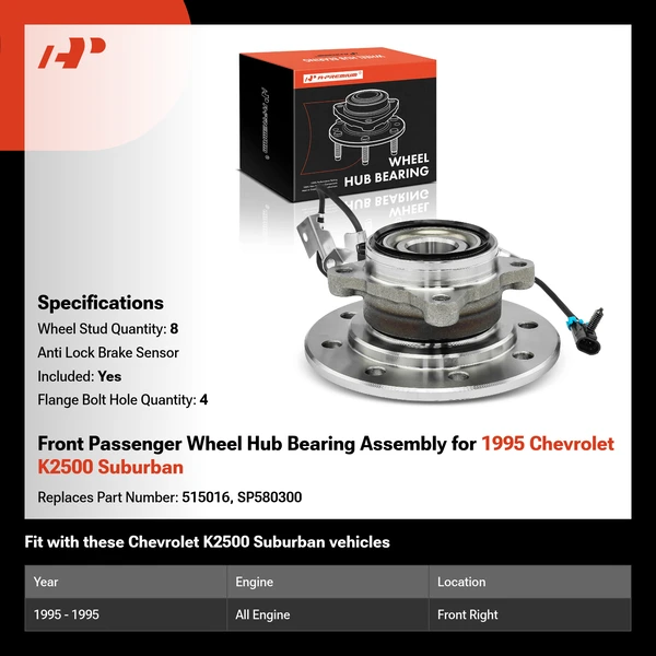 Front Passenger Wheel Hub Bearing Assembly for 1995 Chevrolet K2500 Suburban