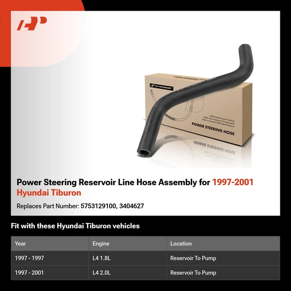 Power Steering Reservoir Line Hose Assembly for 1997-2001 Hyundai Tiburon