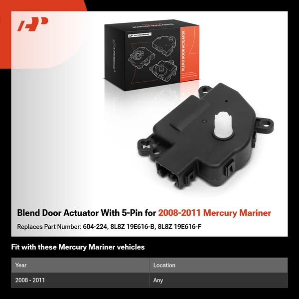 Blend Door Actuator With 5-Pin for 2008-2011 Mercury Mariner