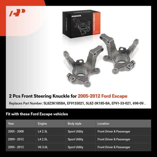 2 Pcs Front Steering Knuckle for 2005-2012 Ford Escape