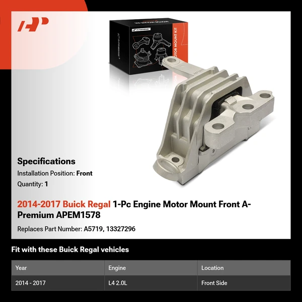 2014-2017 Buick Regal 1-Pc Engine Motor Mount Front A-Premium APEM1578