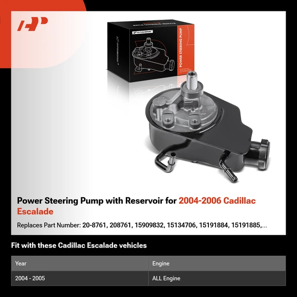 Power Steering Pump with Reservoir for 2004-2006 Cadillac Escalade