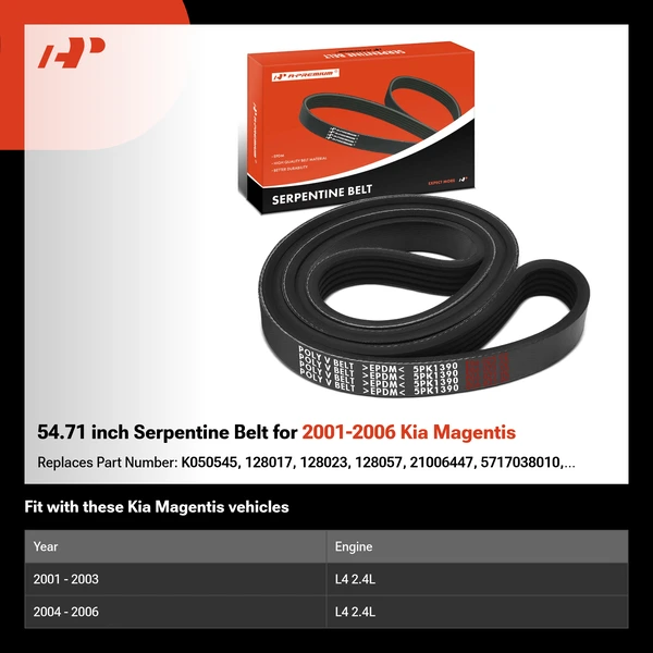 54.71 inch Serpentine Belt for 2001-2006 Kia Magentis