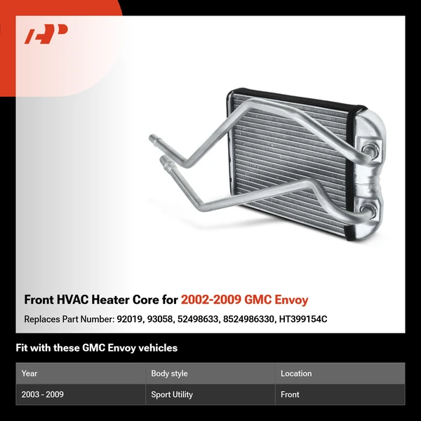 Front HVAC Heater Core for 2002-2009 GMC Envoy