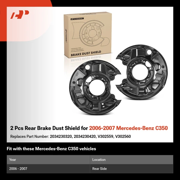2 Pcs Rear Brake Dust Shield for 2006-2007 Mercedes-Benz C350