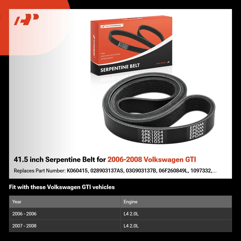 41.5 inch Serpentine Belt for 2006-2008 Volkswagen GTI