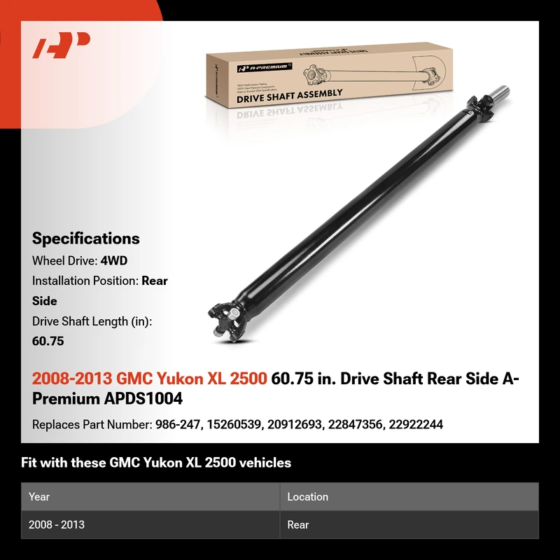 2008-2013 GMC Yukon XL 2500 60.75 in. Drive Shaft Rear Side A-Premium APDS1004