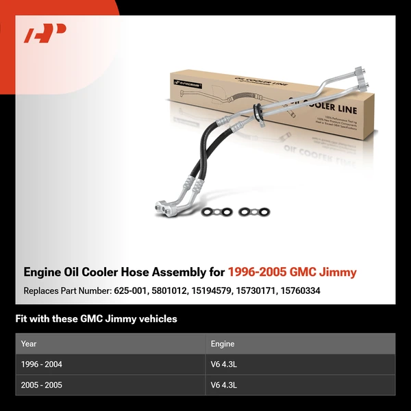 Engine Oil Cooler Hose Assembly for 1996-2005 GMC Jimmy