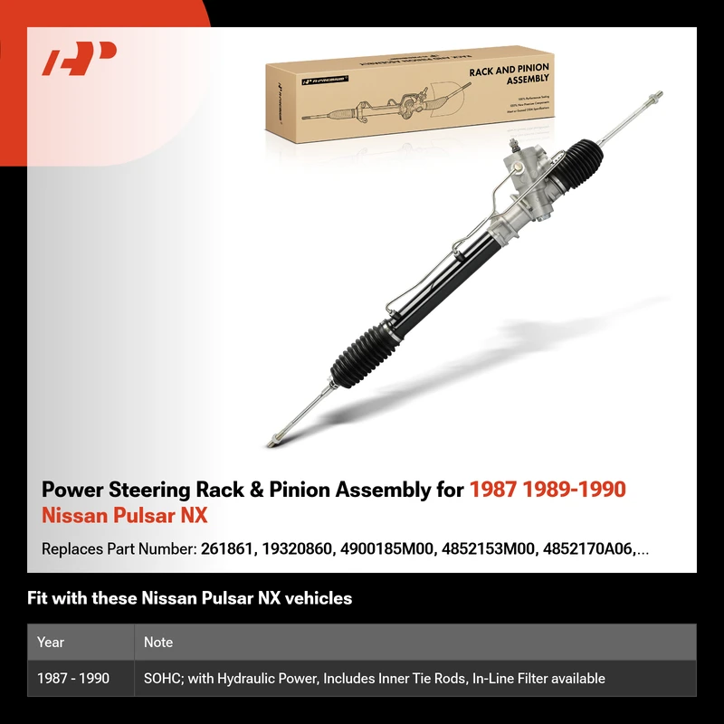 Power Steering Rack & Pinion Assembly for 1987 1989-1990 Nissan Pulsar NX