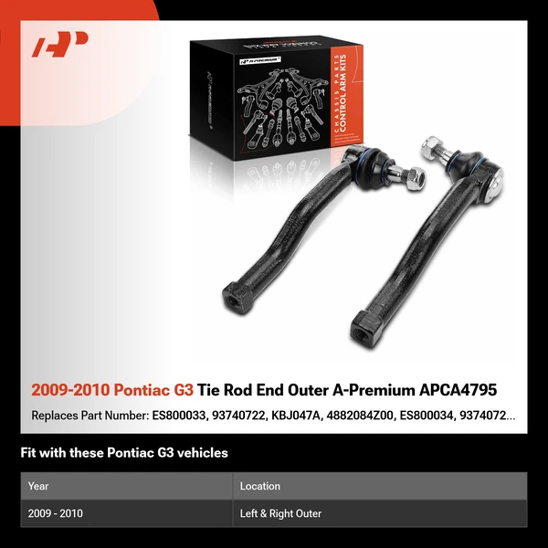 2009-2010 Pontiac G3 Tie Rod End Outer A-Premium APCA4795