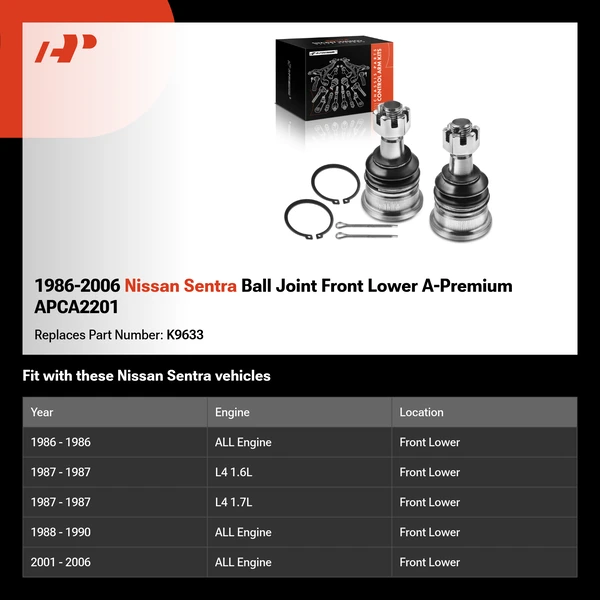 1986-2006 Nissan Sentra Ball Joint Front Lower A-Premium APCA2201