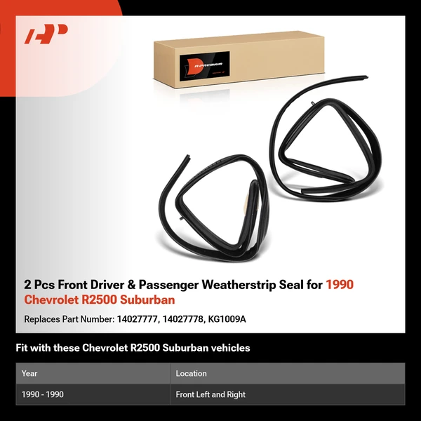 2 Pcs Front Driver & Passenger Weatherstrip Seal for 1990 Chevrolet R2500 Suburban
