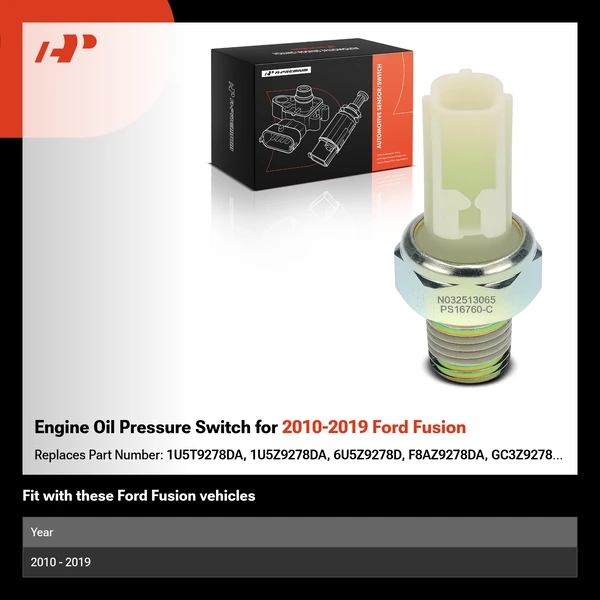 Engine Oil Pressure Switch for 2010-2019 Ford Fusion