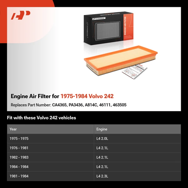 Engine Air Filter for 1975-1984 Volvo 242