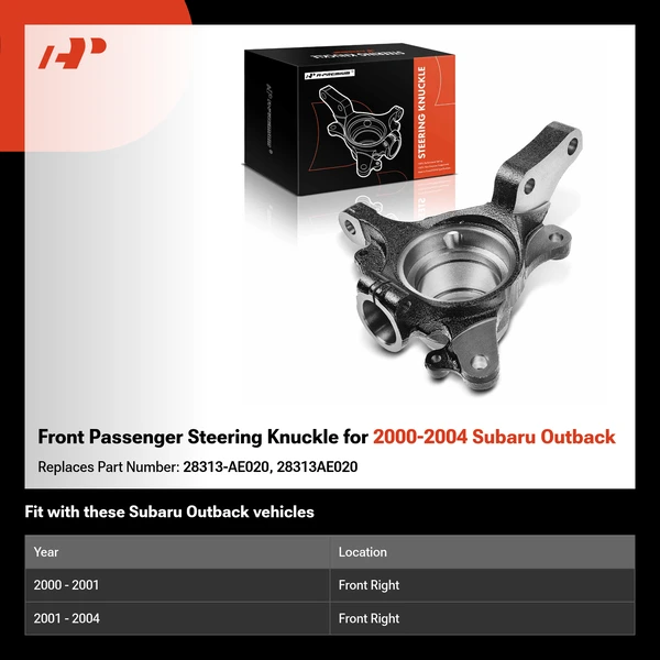 Front Passenger Steering Knuckle for 2000-2004 Subaru Outback