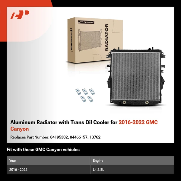 Aluminum Radiator with Trans Oil Cooler for 2016-2022 GMC Canyon