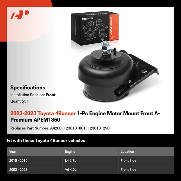 2003-2023 Toyota 4Runner 1-Pc Engine Motor Mount Front A-Premium APEM1850