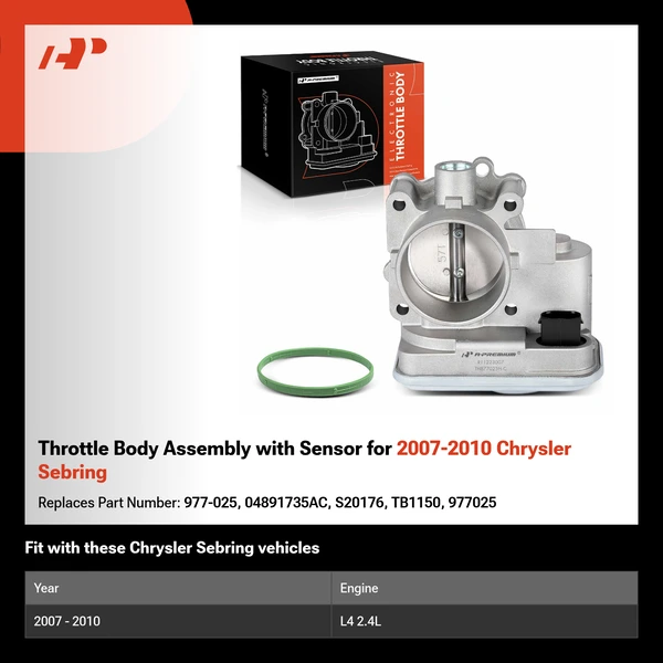 Throttle Body Assembly with Sensor for 2007-2010 Chrysler Sebring