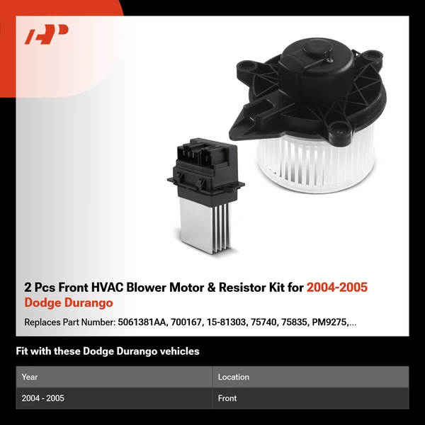 2 Pcs Front HVAC Blower Motor & Resistor Kit for 2004-2005 Dodge Durango