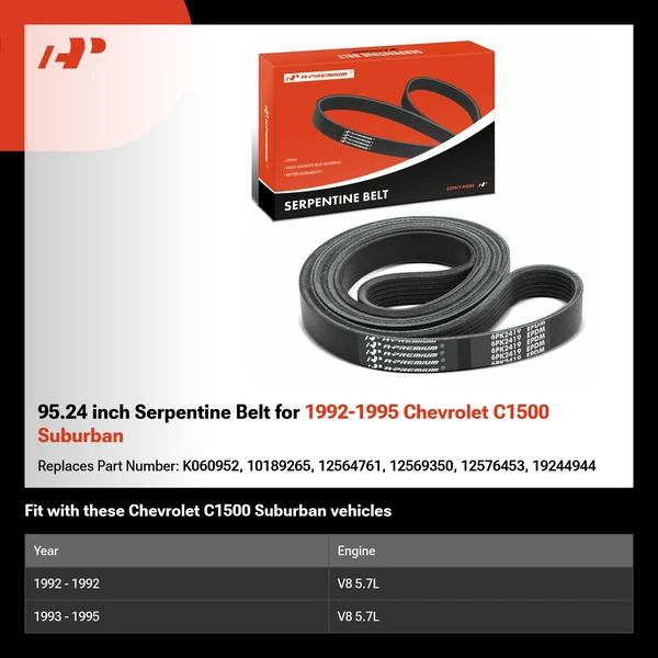 95.24 inch Serpentine Belt for 1992-1995 Chevrolet C1500 Suburban