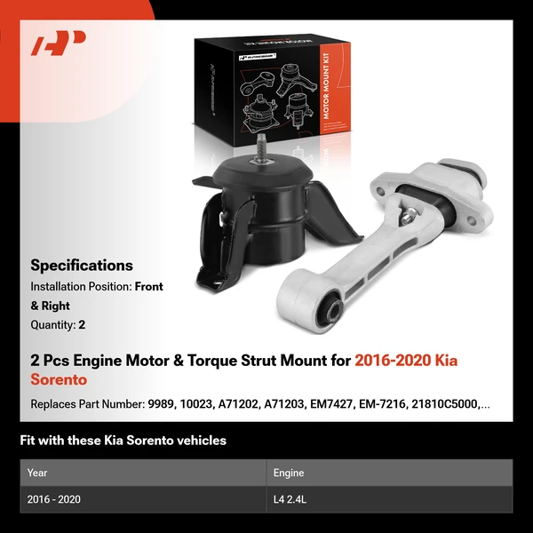 2 Pcs Engine Motor & Torque Strut Mount for 2016-2020 Kia Sorento