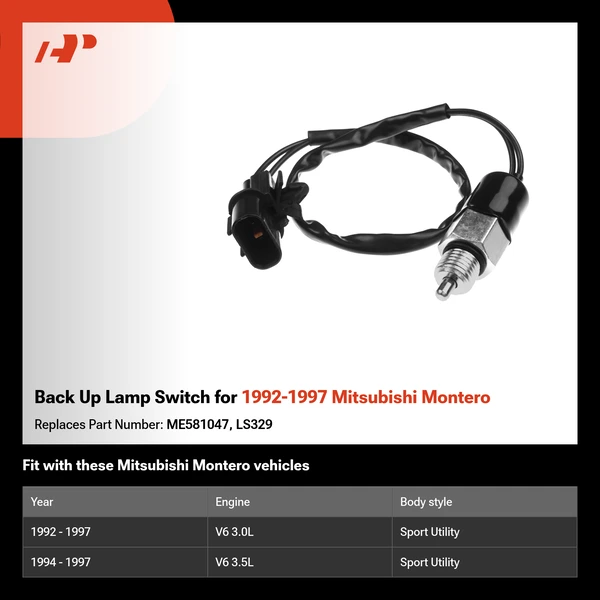 Back Up Lamp Switch for 1992-1997 Mitsubishi Montero