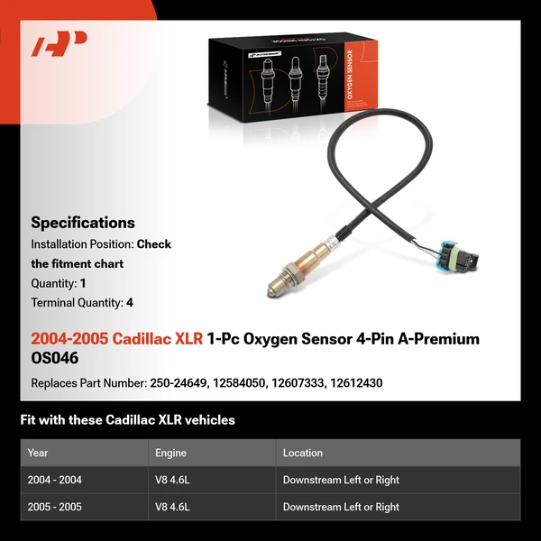 2004-2005 Cadillac XLR 1-Pc Oxygen Sensor 4-Pin A-Premium OS046