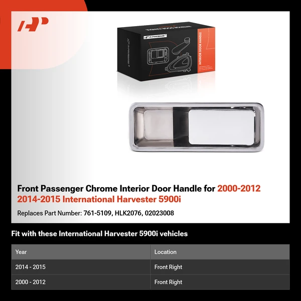 Front Passenger Chrome Interior Door Handle for 2000-2012 2014-2015 International Harvester 5900i
