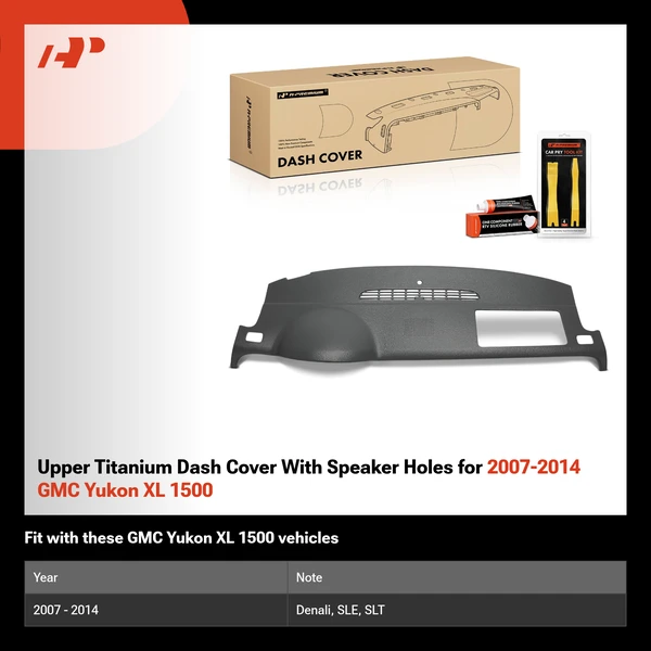 Upper Titanium Dash Cover With Speaker Holes for 2007-2014 GMC Yukon XL 1500