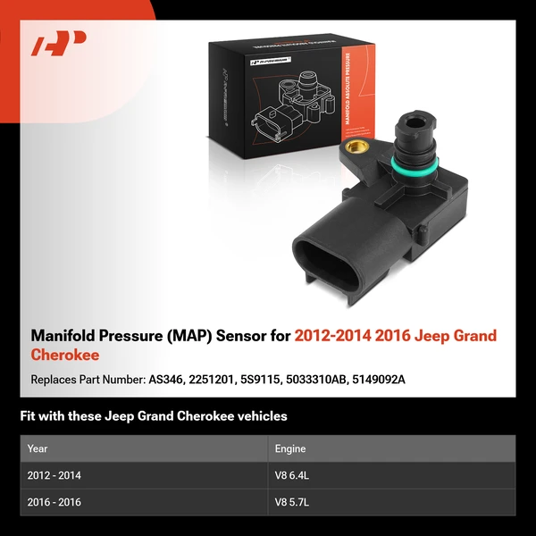 Manifold Pressure (MAP) Sensor for 2012-2014 2016 Jeep Grand Cherokee