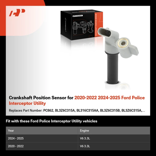 Crankshaft Position Sensor for 2020-2022 2024-2025 Ford Police Interceptor Utility