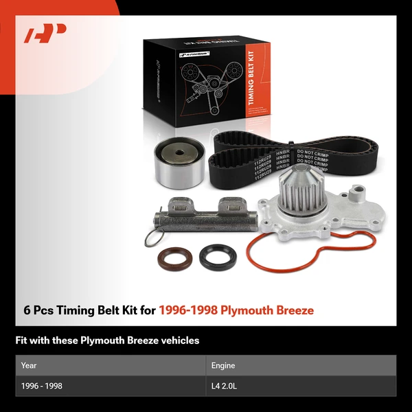 6 Pcs Timing Belt Kit for 1996-1998 Plymouth Breeze