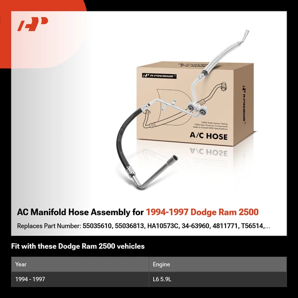 AC Manifold Hose Assembly for 1994-1997 Dodge Ram 2500