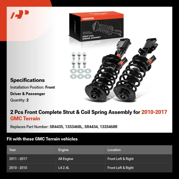 2 Pcs Front Complete Strut & Coil Spring Assembly for 2010-2017 GMC Terrain