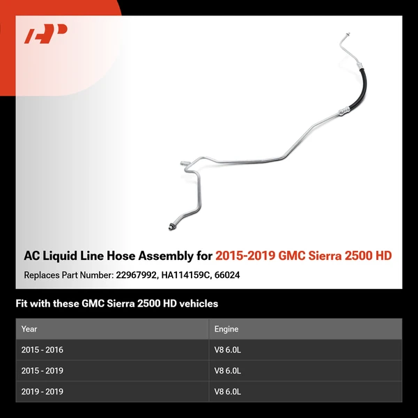 AC Liquid Line Hose Assembly for 2015-2019 GMC Sierra 2500 HD