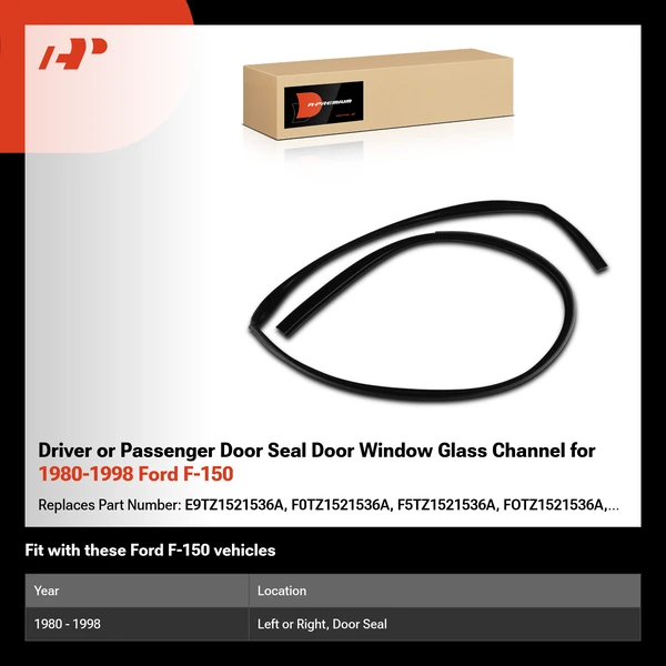 Driver or Passenger Door Seal Door Window Glass Channel for 1980-1998 Ford F-150